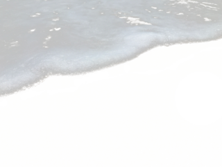 Texture of sea waves with white foam on a sandy beach, isolated transparent