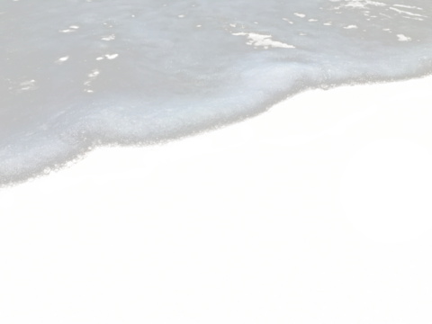 Texture of sea waves with white foam on a sandy beach, isolated transparent