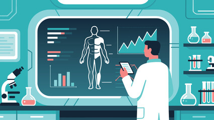 Scientist Analyzing Human Health Data in a Modern Laboratory