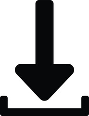 Black Download Icon Outline Downward Arrow Logo