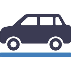 Dark Blue Silhouette Of A Hatchback Car On A Blue Line Against A Transparent Background