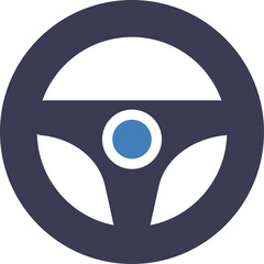 Dark Blue Steering Wheel Icon With Blue Center Circle On A Transparent Background Representing Automotive Control And Driving