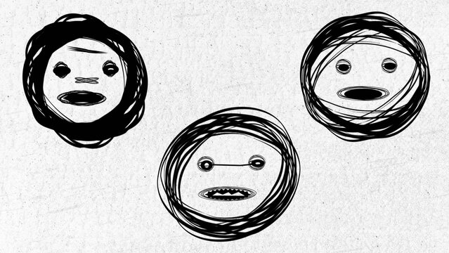 Abstract Scribble Face 01-03