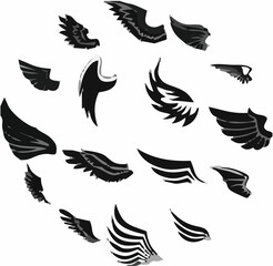 Black Wing Icons Set Vector.eps