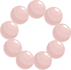 Elegant pink pearl bracelet forming a perfect circle, isolated on a white background, ideal for jewelry and fashion designs