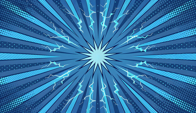 Abstract comic book page background with star and lightning effect
