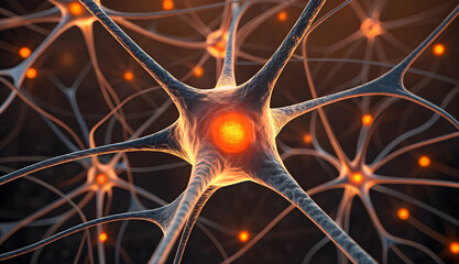Detailed neuron network illustration showcasing brain activity and neural connections