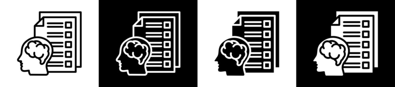 Psychological Testing Icon Set In Black And White Filled Style Collection