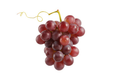 Fototapeta premium Ripe red grape cluster with stem isolated on transparent background