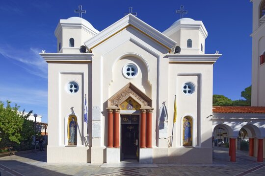 Portal, Basilica of Agia Paraskevi, Platia Agias Paraskevis, built 1931-1932, Orthodox Metropolis of Kos and Nisyros, Old Town, Kos Town, Kos Island, Dodecanese Islands, Greece