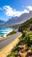 Scenic coastal highway winding through mountains
