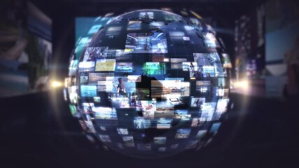 Global media network showing diverse digital content - Powered by Adobe