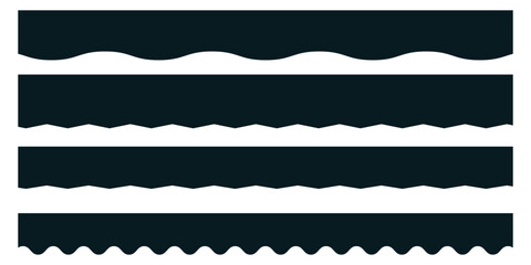 Horizontal Zigzag & Scalloped Borders – Seamless Wavy Line, Brush Stroke & Vector Divider Collection