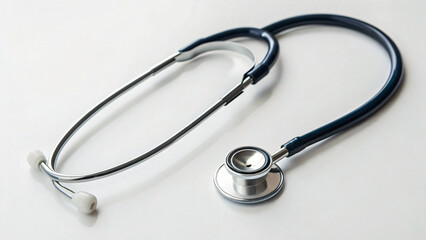 Closeup of a medical stethoscope on a white background, a healthcare tool for cardiac diagnostic examination
