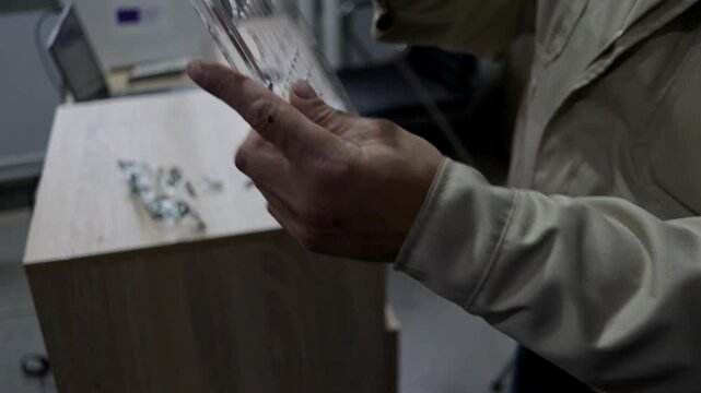 The training workshop demonstrates a model for accurately marking holes for door handles in furniture, which helps students master professional skills in furniture production.