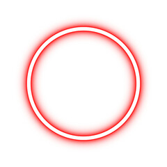 Red neon glowing circle frame