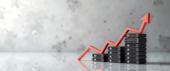 Stacked hard drives with increasing graph illustrating data growth for Data Privacy Day