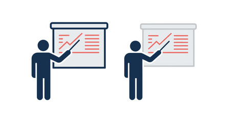 Business presentation with growth charts two color variations of a speaker