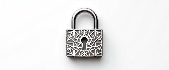 Decorative metal padlock on white background representing Data Privacy Day