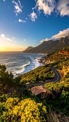 Scenic coastal road at sunset (1)