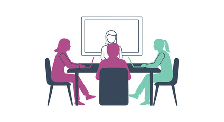 Team meeting with presentation on a screen modern office collaboration