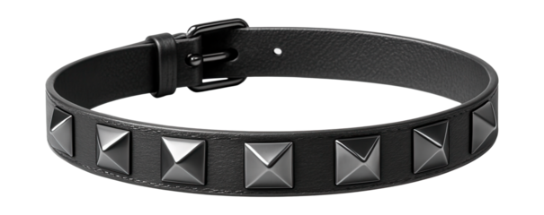 Pyramid-studded faux leather choker in gunmetal gray.