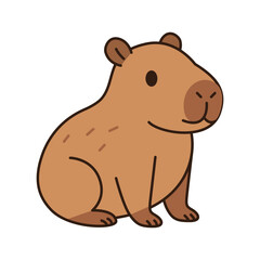 Cute Sitting Capybara Cartoon  Funny South American Rodent