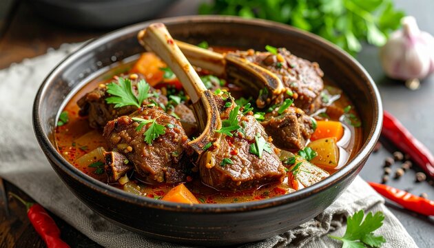 Nihari Lamb Stew. Traditional Indian Food