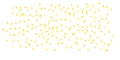 Abstract background of shimmering golden starbursts on a transparent  background