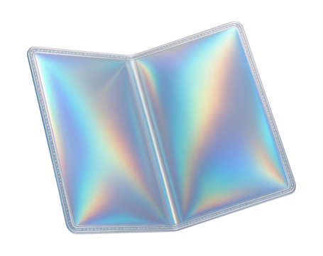 Clear PVC passport holder with a holographic finish.
