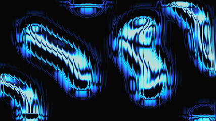 Abstract dark background with glowing blue distorted liquid shapes
