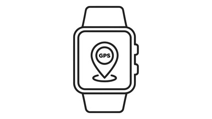 Gps smartwatch outline icon showing a location pin, representing navigation and activity tracking Vector
