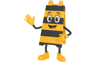 Safety Fencing / Barricade Tape cartoon Character on transparent background