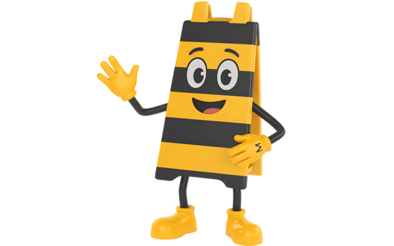 Safety Fencing / Barricade Tape cartoon Character on transparent background