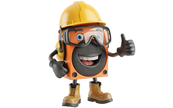 Jobsite Radio cartoon Character on transparent background