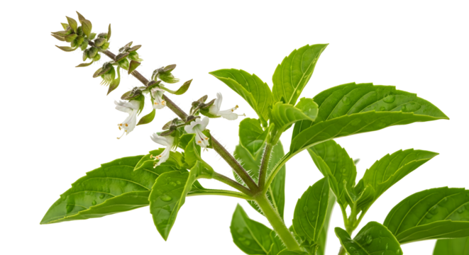 Basil flower isolated on transparent background, showcasing its delicate beauty , ai generated image
