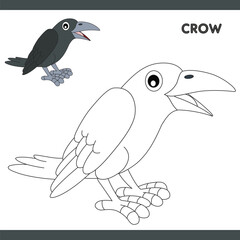 Crow Copy Colour worksheet for kids