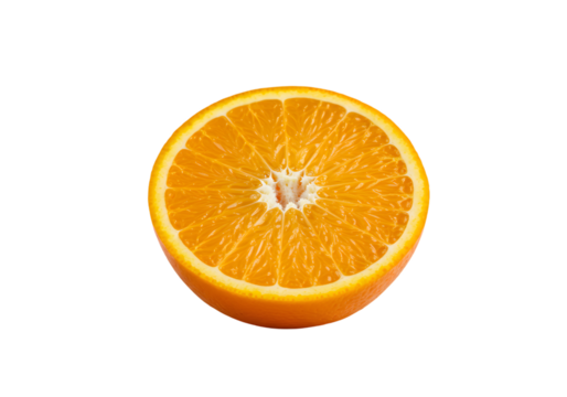 Juicy fresh citrus orange fruit slice on white isolated background for healthy vitamin diet