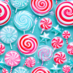 Colorful swirl lollipops and candy stars isolated on white background isolated on transparent background