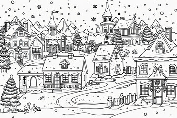 Christmas coloring page with festive ornaments and detailed holiday patterns