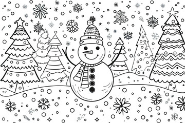 Christmas coloring page with festive ornaments and detailed holiday patterns