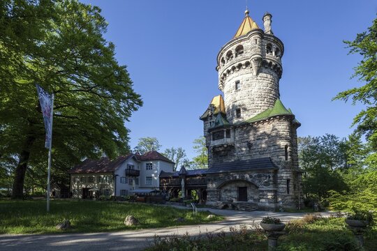 Mother Tower, studio of Hubert von Herkomer, built in 1844, Herkomer Museum, Landsberg am Lech, Upper Bavaria, Bavaria, Germany