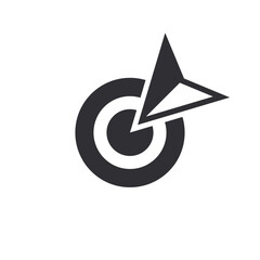 Cursor icon. Target icon. Hitting the target. Business objective symbol. Successful shot. Darts target. Goal sign. Business strategy. Focus symbol. Aiming focus. Moving towards the goal. Focus on. 