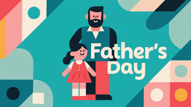 Illustration Of A Father And Daughter With The Words Father's Day Vector Design Template