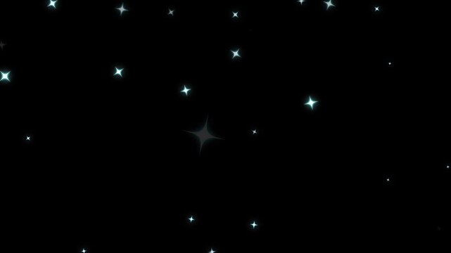 Twinkle star glitter sparkle, Night starry skies with twinkling or blinking stars motion,  stars and glitter FX, black screen background.