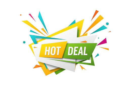 Hot deal promotion sale banner isolated on transparent background