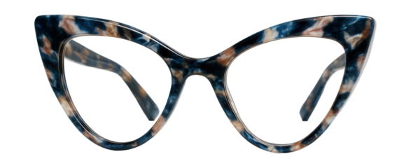 Cat-eye frames featuring a stylish marbled acetate design.