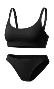 Monochrome sport bikini featuring a wide elastic underbust band.