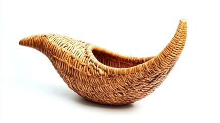 Fototapeta premium Wicker HornShaped Basket Handmade Decor.