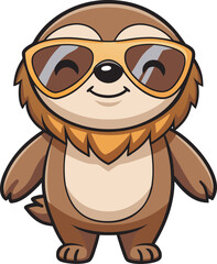 Naklejka premium Smiling sloth cartoon mascot character vector art 4